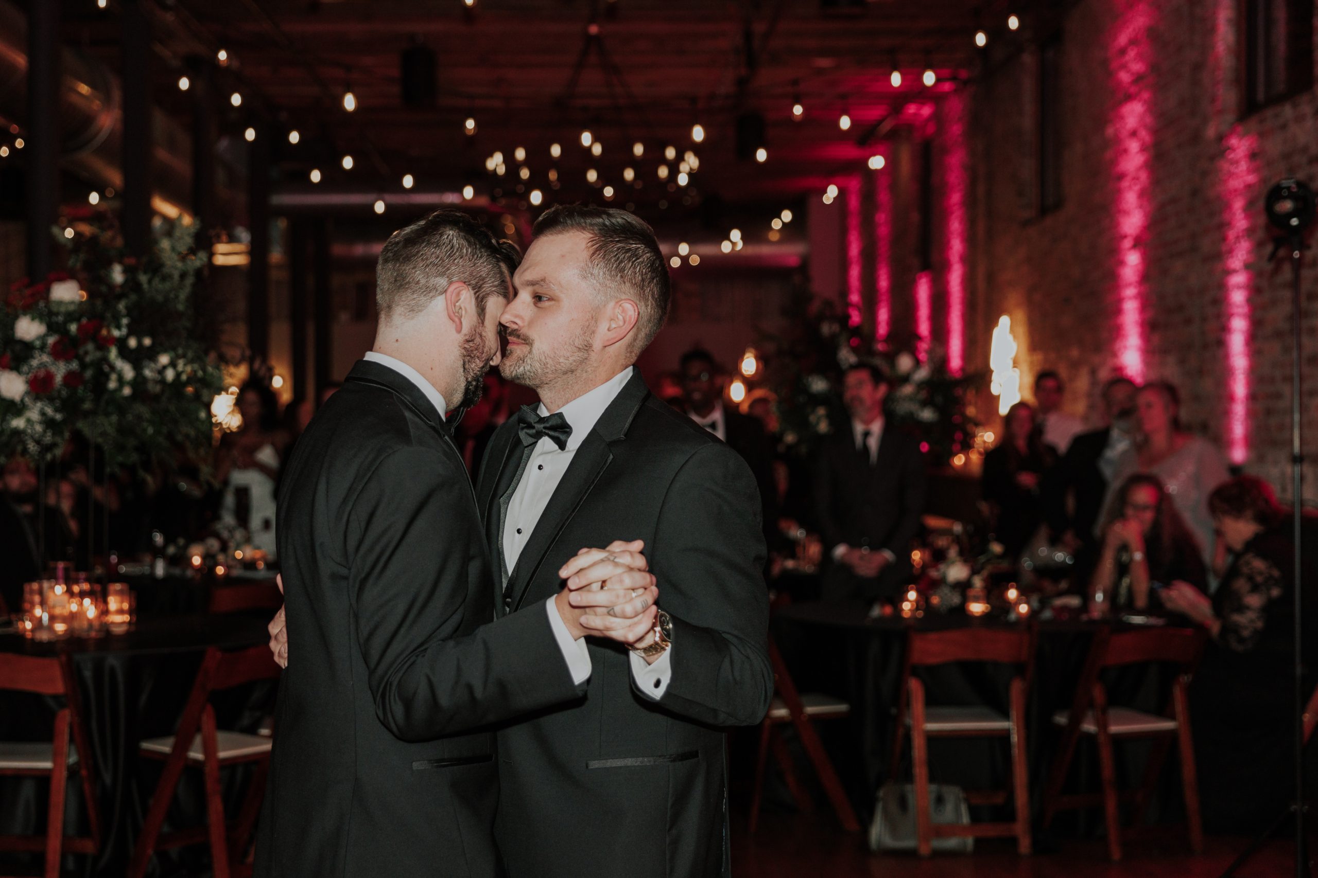 First Dance Under Cozy Lighting in Mercantile Hall